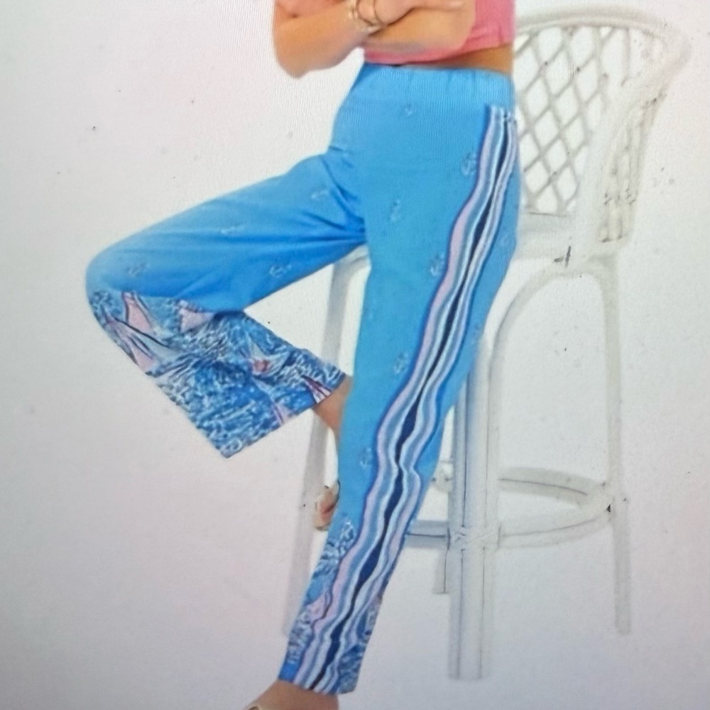 Lilly Pulitzer, Blue Patterned Women's bal harbor palazzo Pants size S, NWTs - Picture 1 of 5